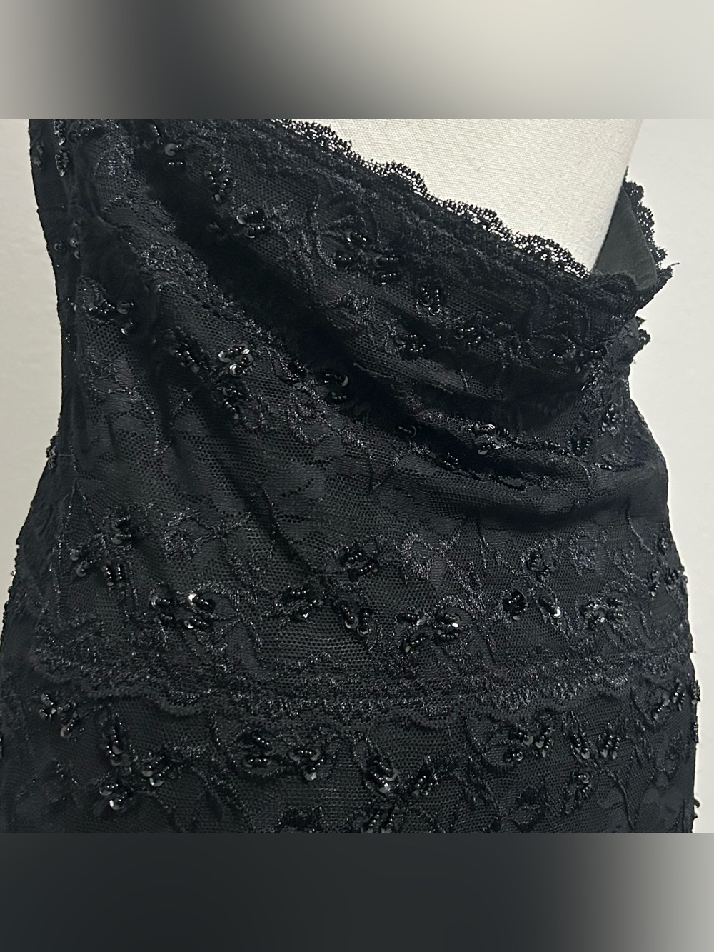 vintage beaded lace halter midi dress y2k - Picture 5 of 8